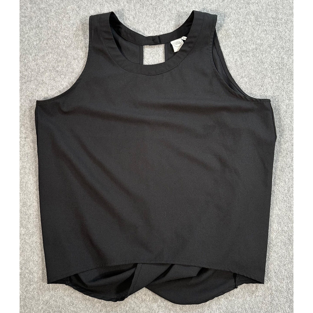 Paper Crane Black Drape Back Tank Top Women's Medium Sheer Sleeveless Cut Out